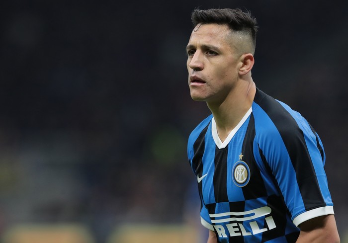MILAN, ITALY - JANUARY 29:  Alexis Sanchez of FC Internazionale looks on during the Coppa Italia Quarter Final match between FC Internazionale and ACF Fiorentina at San Siro on January 29, 2020 in Milan, Italy.  (Photo by Emilio Andreoli/Getty Images)