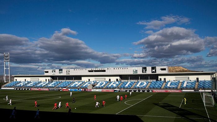 Estadio Alfredo Di Stefano MADRID, SPAIN - MARCH 08: General view of Estadio Alfredo Di Stefano during the UEFA Youth League Quarter Finals match between Real Madrid CF and SL Benfica on March 8, 2016 in Madrid, Spain. (Photo by Gonzalo Arroyo Moreno/Getty Images)