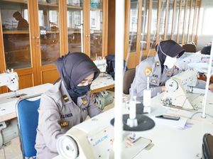 BLK Padang Latih Polwan Polda Sumbar Bikin Masker