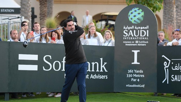 UNSPECIFIED, SAUDI ARABIA - JANUARY 30: His Excellency Yasir Al-Rumayyan, Chairman Saudi Golf Federation plays the opening ceremonial tee shot during Day 1 of the Saudi International at Royal Greens Golf and Country Club on January 30, 2020 in King Abdullah Economic City, Saudi Arabia. (Photo by Ross Kinnaird/Getty Images)