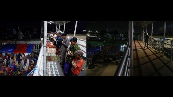 Corona Bikin Salat Tarawih di JPO Pasar Gembrong Ditiadakan