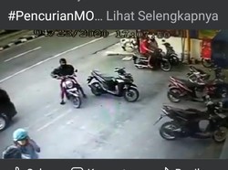 Maling Motor Bermasker di Klaten Terekam Kamera CCTV
