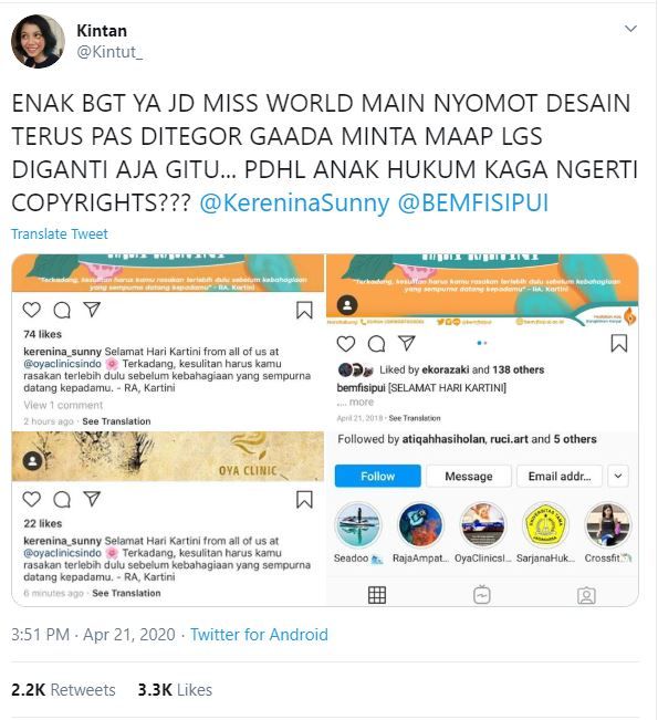 Dituding Mencatut Karya Tanpa Izin, Miss Indonesia Diserang Mahasiswa