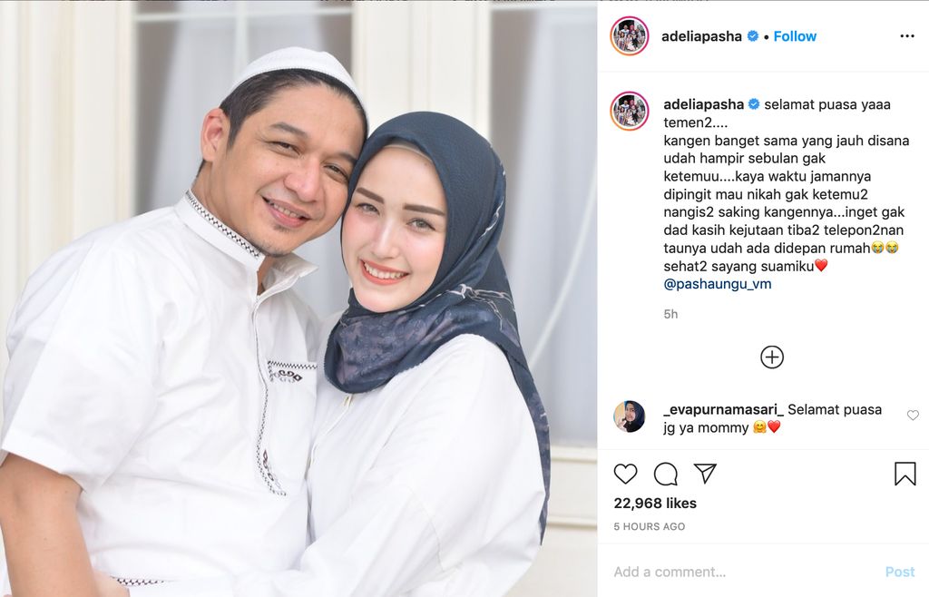 Puasa Tanpa Pasha Ungu, Adelia: Sebulan Enggak Ketemu, Seperti Dipingit