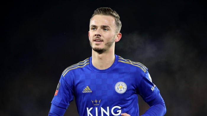 James Maddison LEICESTER, ENGLAND - MARCH 04: James Maddison of Leicester City reacts during the FA Cup Fifth Round match between Leicester City and Birmingham City at The King Power Stadium on March 04, 2020 in Leicester, England. (Photo by Alex Pantling/Getty Images)