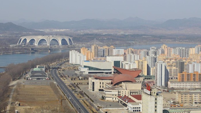 PYONGYANG, NORTH KOREA - APRIL 03:  The May Day stadium, the biggest stadium in the world accomodating 150,000 seated visitors, is seen on April 3, 2011 in Pyongyang, North Korea. Pyongyang is the capital city of North Korea and the population is about 2,500,000.  (Photo by Feng Li/Getty Images)