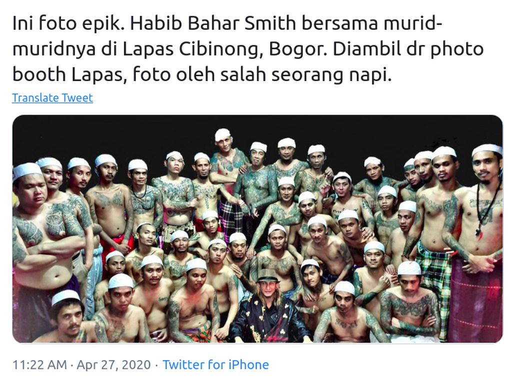 Kalapas Pondok Rajeg soal Potret Habib Bahar Bareng Napi Bertato: Itu Foto 2019 Kalapas Pondok Rajeg soal Potret Habib Bahar Bareng Napi Bertato: Itu Foto 2019