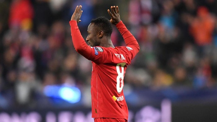 SALZBURG, AUSTRIA - DECEMBER 10: Naby Keita of Liverpool celebrates after he scores his teams first goal during the UEFA Champions League group E match between RB Salzburg and Liverpool FC at Red Bull Arena on December 10, 2019 in Salzburg, Austria. (Photo by Michael Regan/Getty Images)