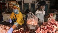 Cegah Corona, Pedagang Daging juga Pakai Pelindung Wajah