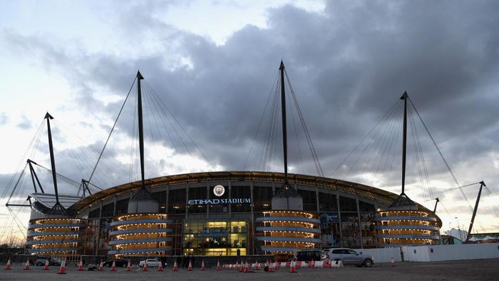 MANCHESTER, ENGLAND - MARCH 07: General view outside the stadium prior to the UEFA Champions League Round of 16 Second Leg match between Manchester City and FC Basel at Etihad Stadium on March 7, 2018 in Manchester, United Kingdom.  (Photo by Shaun Botterill/Getty Images)