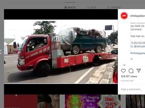 Dipergoki Polisi, Truk Towing Angkut Minibus Selundupkan 8 Pemudik