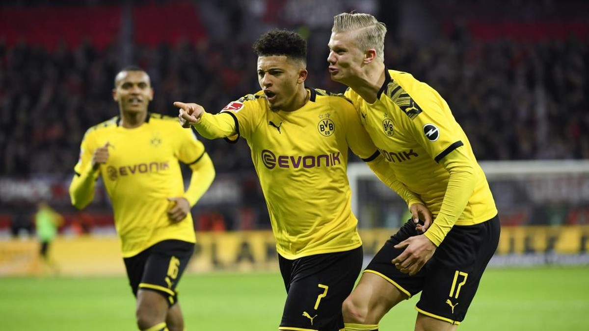 Erling Haaland menyebut Borussia Dortmund beruntung punya Jadon Sancho (Foto: AFP/INA FASSBENDER)