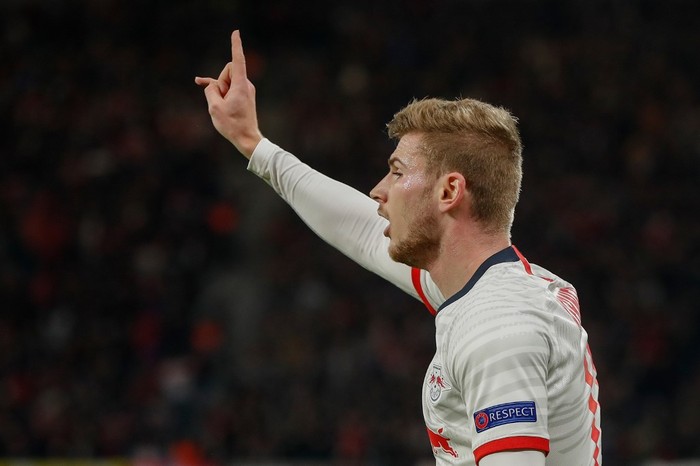 Leipzigs German forward Timo Werner reacts after his goal was called offside during the UEFA Champions League football match between RB Leipzig and Tottenham Hotspur, in Leipzig, eastern Germany on March 10, 2020. (Photo by Odd ANDERSEN / AFP)