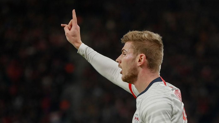 Leipzigs German forward Timo Werner reacts after his goal was called offside during the UEFA Champions League football match between RB Leipzig and Tottenham Hotspur, in Leipzig, eastern Germany on March 10, 2020. (Photo by Odd ANDERSEN / AFP)