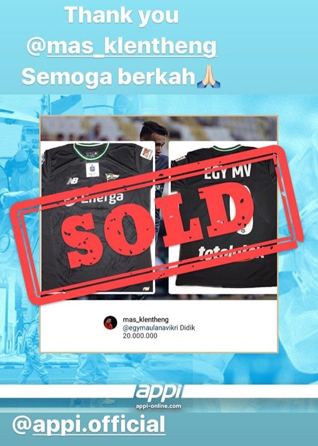 Egy Maulana Vikri jerseynya laku Rp 20 juta.