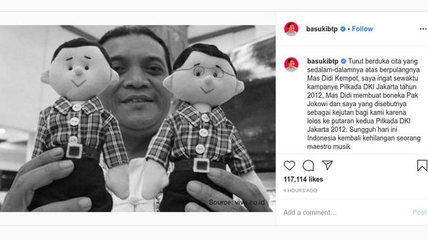 Unggahan Ahok tentang Didi Kempot