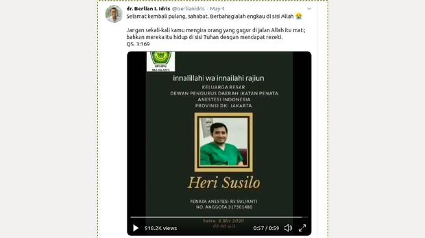 Perawat Meninggal karena Corona