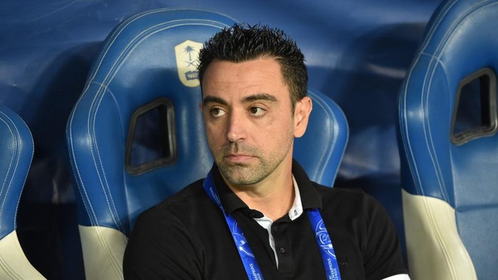 Al Sadds Spanish coach Xavi Hernandez watches the second leg of the AFC Champions League semi-finals football match between Qatars Al Sadd and Saudi Al Hilal in Riyadh on October 22, 2019. (Photo by Fayez Nureldine / AFP)