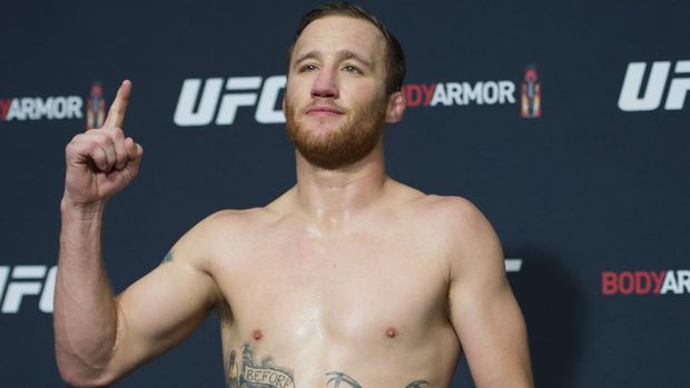 Justin Gaethje dipilih menggantikan Khabib Nurmagomedov. (Jonathan Hayward/The Canadian Press via AP, File)