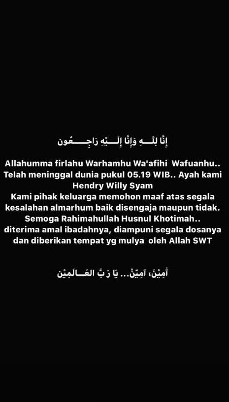 bapak nikita willy meninggal