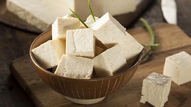 Organic Raw Soy Tofu on a Background