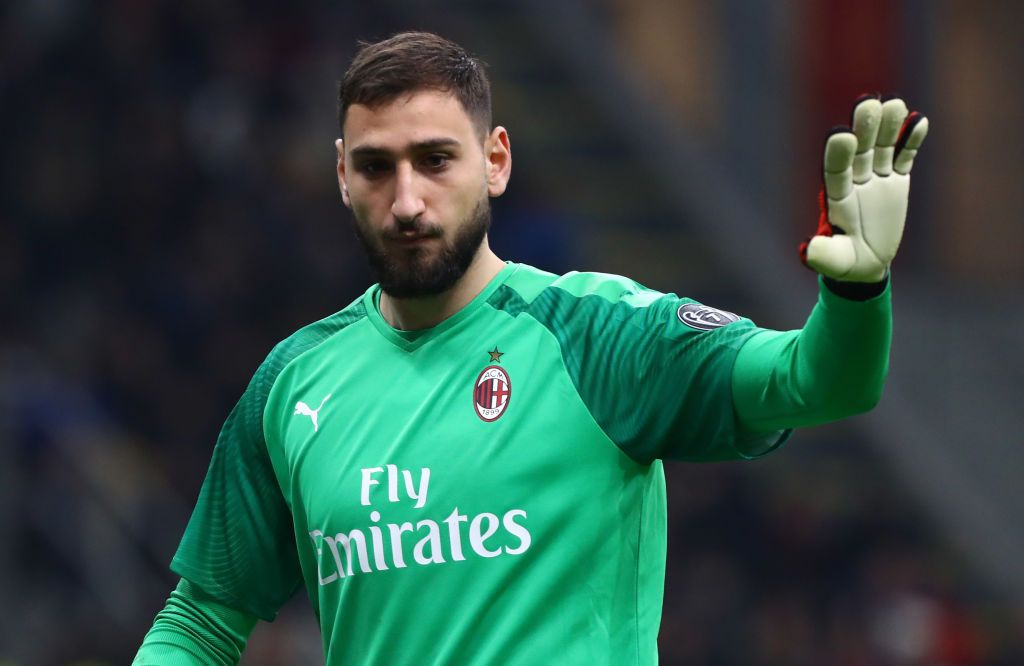 MILAN, ITALY - FEBRUARY 13:  Gianluigi Donnarumma of AC Milan gestures during the Coppa Italia Semi Final match between AC Milan and Juventus at Stadio Giuseppe Meazza on February 13, 2020 in Milan, Italy.  (Photo by Marco Luzzani/Getty Images)