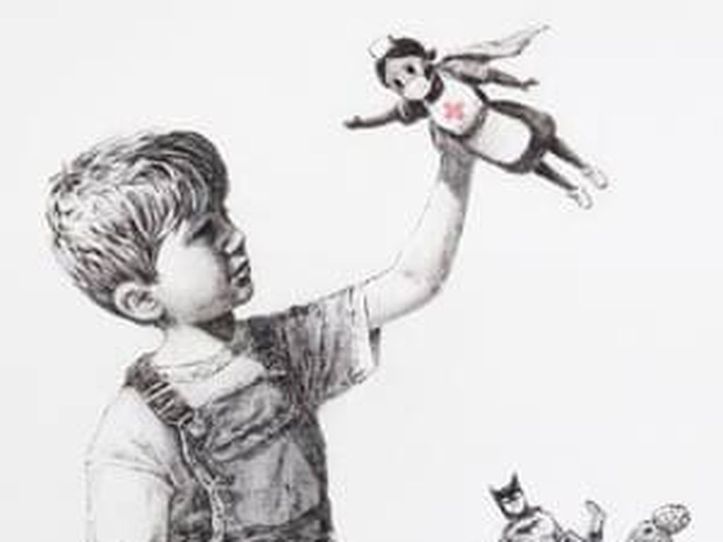 Lukisan Amal Banksy untuk Tenaga Medis Inggris Laku Terjual Rp 331 Miliar Lukisan Amal Banksy untuk Tenaga Medis Inggris Laku Terjual Rp 331 Miliar
