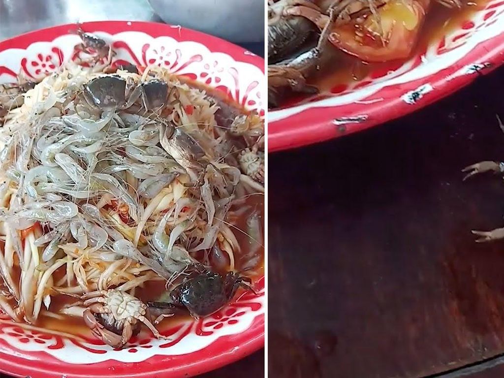 Berani Coba? Salad Pedas di Thailand Ini Disajikan dengan Kepiting Hidup