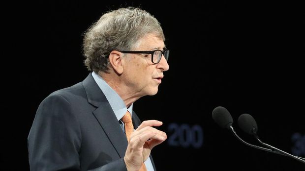 Philanthropist and Co-Chairman of the Bill & Melinda Gates Foundation Bill Gates gestures as he speaks to the audience during the Global Fund to Fight AIDS event at the Lyon's congress hall, central France, Thursday, Oct. 10, 2019. French President Emmanuel Macron said the conference of the Global Fund to fight against AIDS, tuberculosis and malaria raised at least $13.92 billion for the next three years. (Ludovic Marin/Pool Photo via AP)