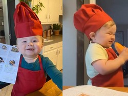 Gemas! Chef Bayi Ini Pintar Masak di Dapur Temani Sang Ibu