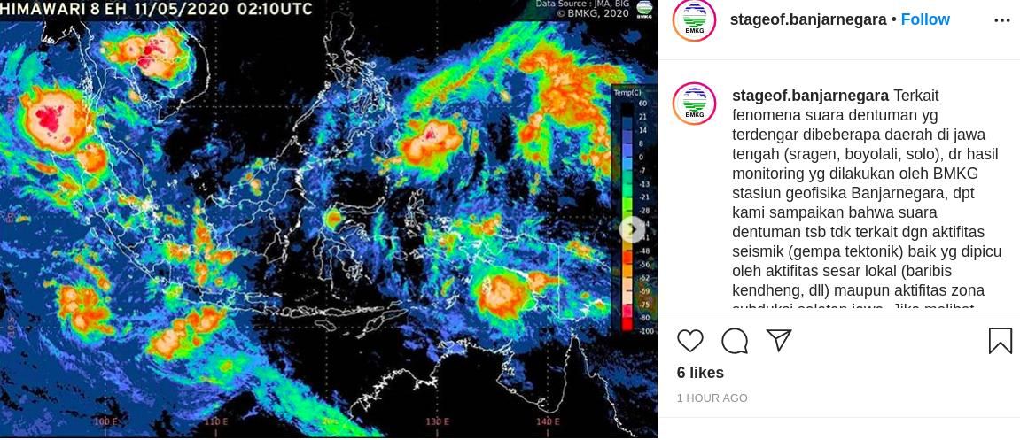Dentuman suara menurut BMKG stasiun geofisika Banjarnegara