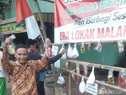 Masa Pandemi, Warga Desa Ini Gantung Nasi-Sembako untuk Diambil Gratis