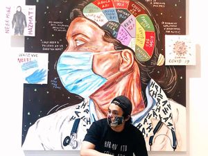 Naufal Abshar Bikin Lukisan Spesial untuk Tenaga Medis Indonesia