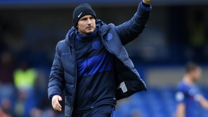 LONDON, ENGLAND - MARCH 08: Frank Lampard, Manager of Chelsea reacts after his sides victory during the Premier League match between Chelsea FC and Everton FC at Stamford Bridge on March 08, 2020 in London, United Kingdom. (Photo by Mike Hewitt/Getty Images)