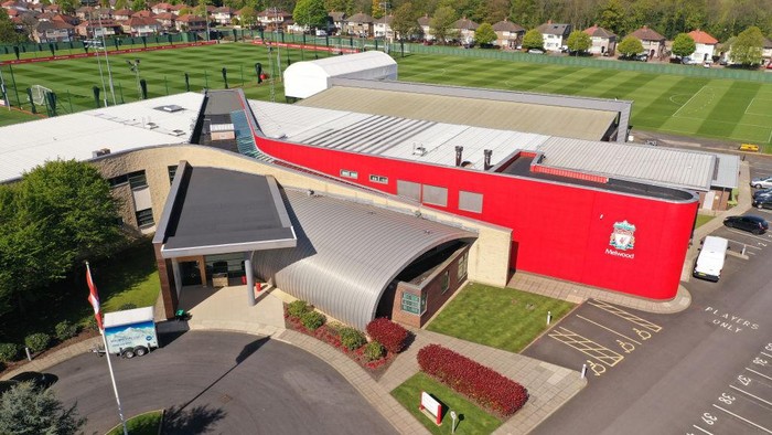 LIVERPOOL, ENGLAND - APRIL 20: Melwood, the training ground Liverpool Football Club during the coronavirus (Covid-19) pandemic lockdown on April 20, 2020 in Liverpool, England. Liverpool F.C. has led the Premier League since the time major sporting events were suspended in mid-March due to the COVID-19 pandemic. (Photo by Christopher Furlong/Getty Images)