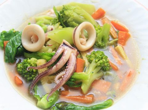 Tip the Cook was, after pokcoy drained of water decoction of immediately flush with water the ice so that the color green still pokcoy.