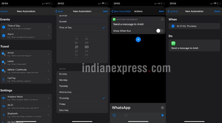 Cara schedule atau menjadwalkan pesan di WhatsApp di iOS.