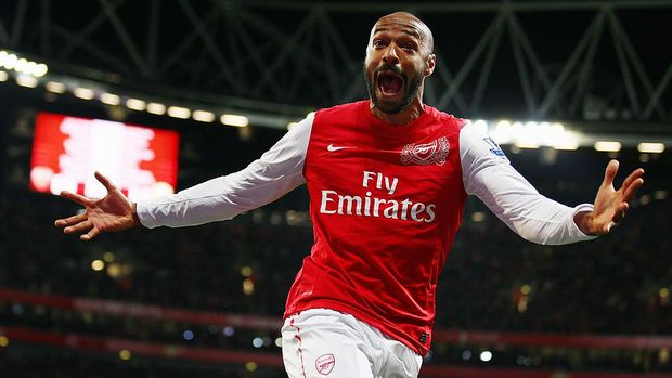 Thierry Henry menjebol gawang Leeds pada 9 Januari 2012. (Foto: Clive Mason/Getty Images)