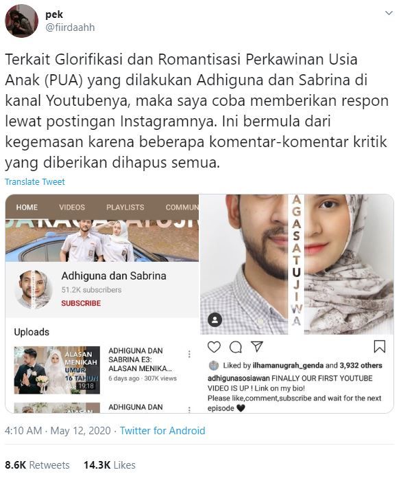 pasangan menikah muda yang kontroversial