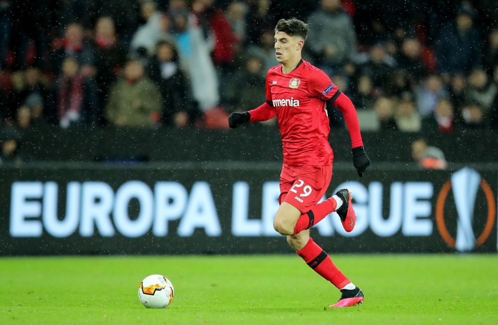 LEVERKUSEN, GERMANY - FEBRUARY 20: Kai Havertz of Leverkusen runs with the ball during the UEFA Europa League Round of 32 first leg match between Bayer 04 Leverkusen and FC Porto at BayArena on February 20, 2020 in Leverkusen, Germany. (Photo by Christof Koepsel/Getty Images)