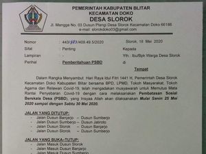 Jelang Lebaran, Beredar Surat Edaran Pembatasan Sosial Berskala Desa di Blitar Jelang Lebaran, Beredar Surat Edaran Pembatasan Sosial Berskala Desa di Blitar