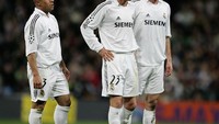 Lanjut ke Real Madrid, David Beckham adalah bagian dari Los Galacticos. Dia bermain bersama Zinedine Zidane, Roberto Carlos, dan Ronaldo (Getty Images)