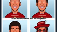 Pengguna Twitter yang ini berkelakar mereka-reka transformasi gaya Firmino saat lockdown. (Foto: screenshot Internet/Twitter)