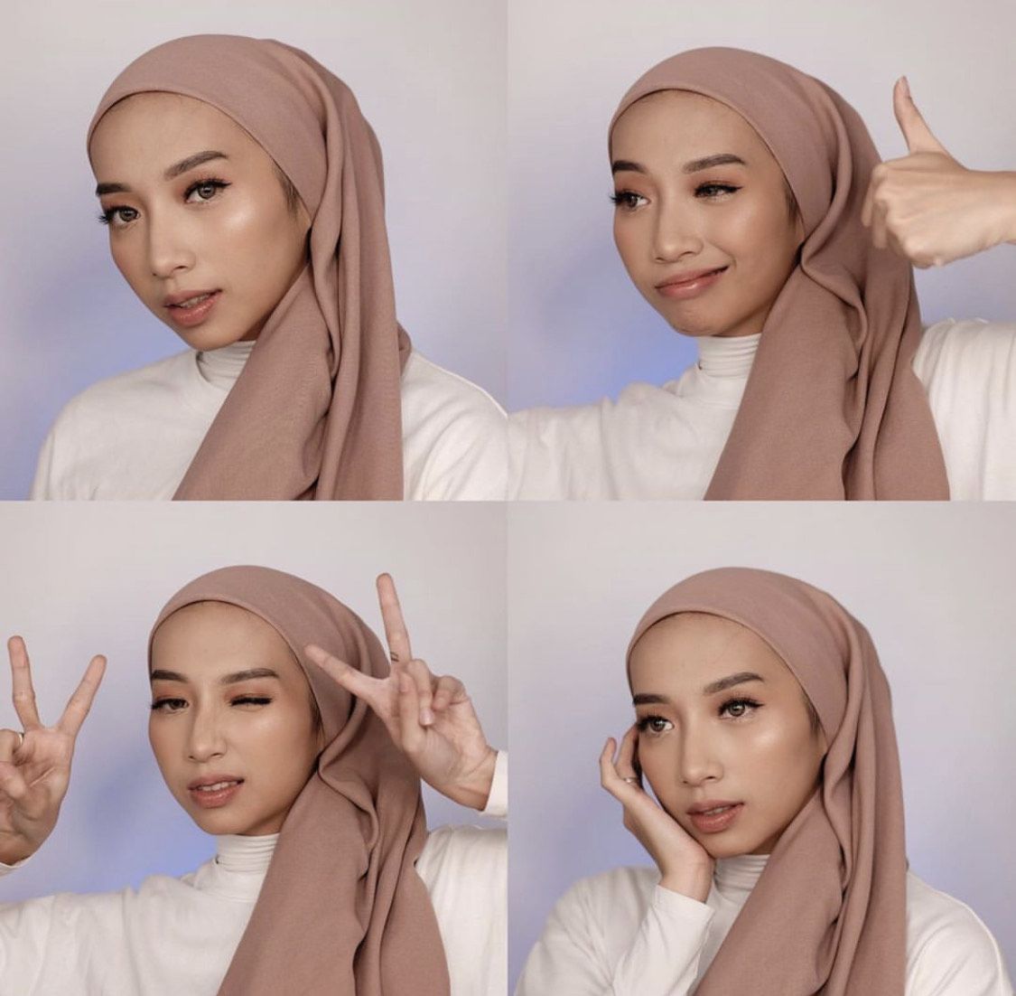 Tutorial hijab segi empat untuk Lebaran.