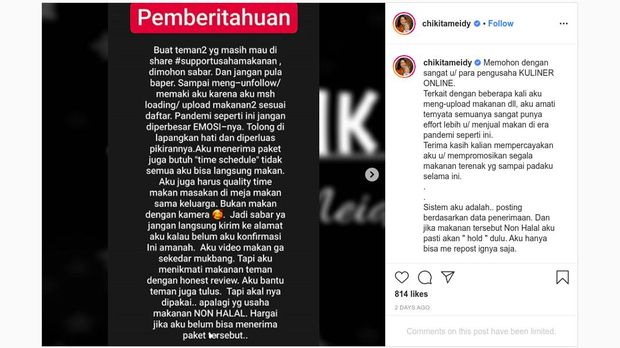 Postingan Chikita Meidy