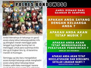 Begini Cara Polisi Bondowoso Imbau Warga Agar Jaga Jarak Saat Lebaran 2020