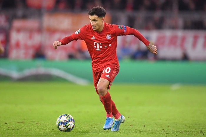 MUNICH, GERMANY - DECEMBER 11: Philippe Coutinho of Bayern Munich in action during the UEFA Champions League group B match between Bayern Muenchen and Tottenham Hotspur at Allianz Arena on December 11, 2019 in Munich, Germany. (Photo by Michael Regan/Getty Images)