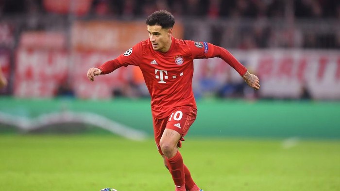 MUNICH, GERMANY - DECEMBER 11: Philippe Coutinho of Bayern Munich in action during the UEFA Champions League group B match between Bayern Muenchen and Tottenham Hotspur at Allianz Arena on December 11, 2019 in Munich, Germany. (Photo by Michael Regan/Getty Images)