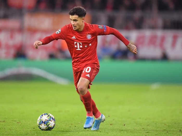 MUNICH, GERMANY - DECEMBER 11: Philippe Coutinho of Bayern Munich in action during the UEFA Champions League group B match between Bayern Muenchen and Tottenham Hotspur at Allianz Arena on December 11, 2019 in Munich, Germany. (Photo by Michael Regan/Getty Images)