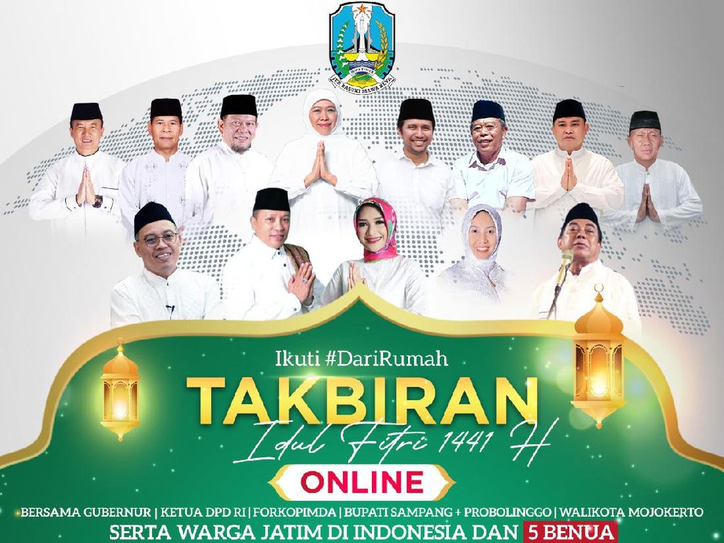 Sambut Lebaran di Tengah COVID-19, Khofifah Gelar Takbiran Online 5 Benua Sambut Lebaran di Tengah COVID-19, Khofifah Gelar Takbiran Online 5 Benua